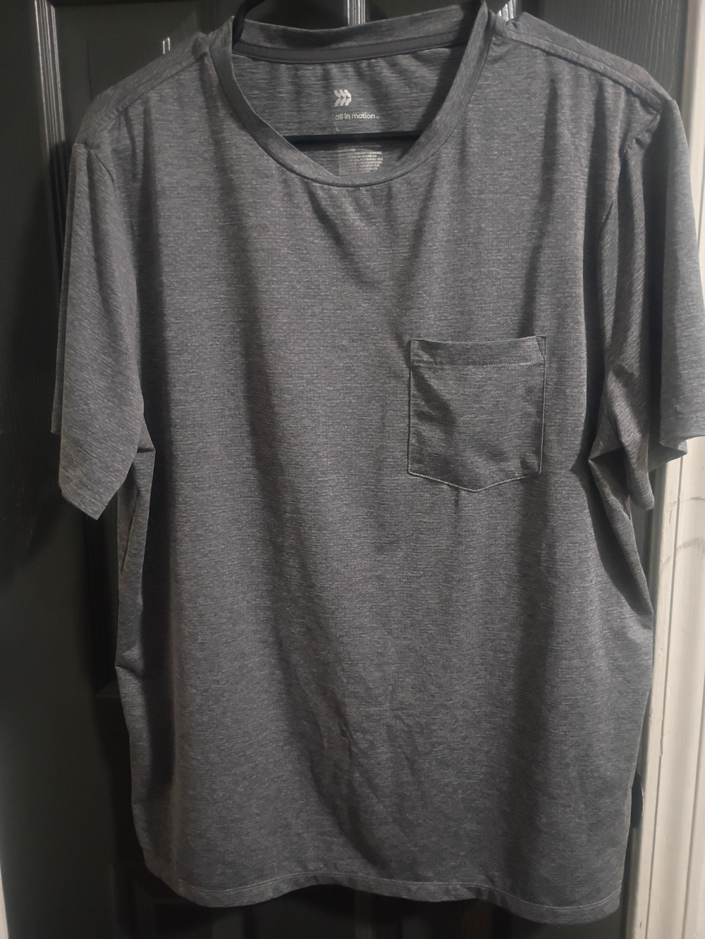 all in motion Men's Dark Heather Gray Short Sleeve Pocket Tee